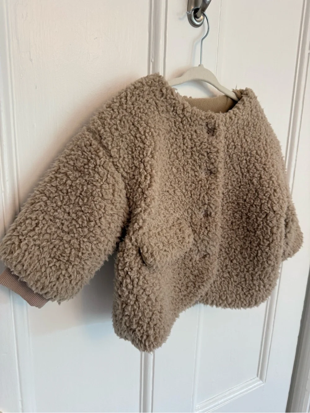 Kids Sherpa Button-Front Jacket - Taupe